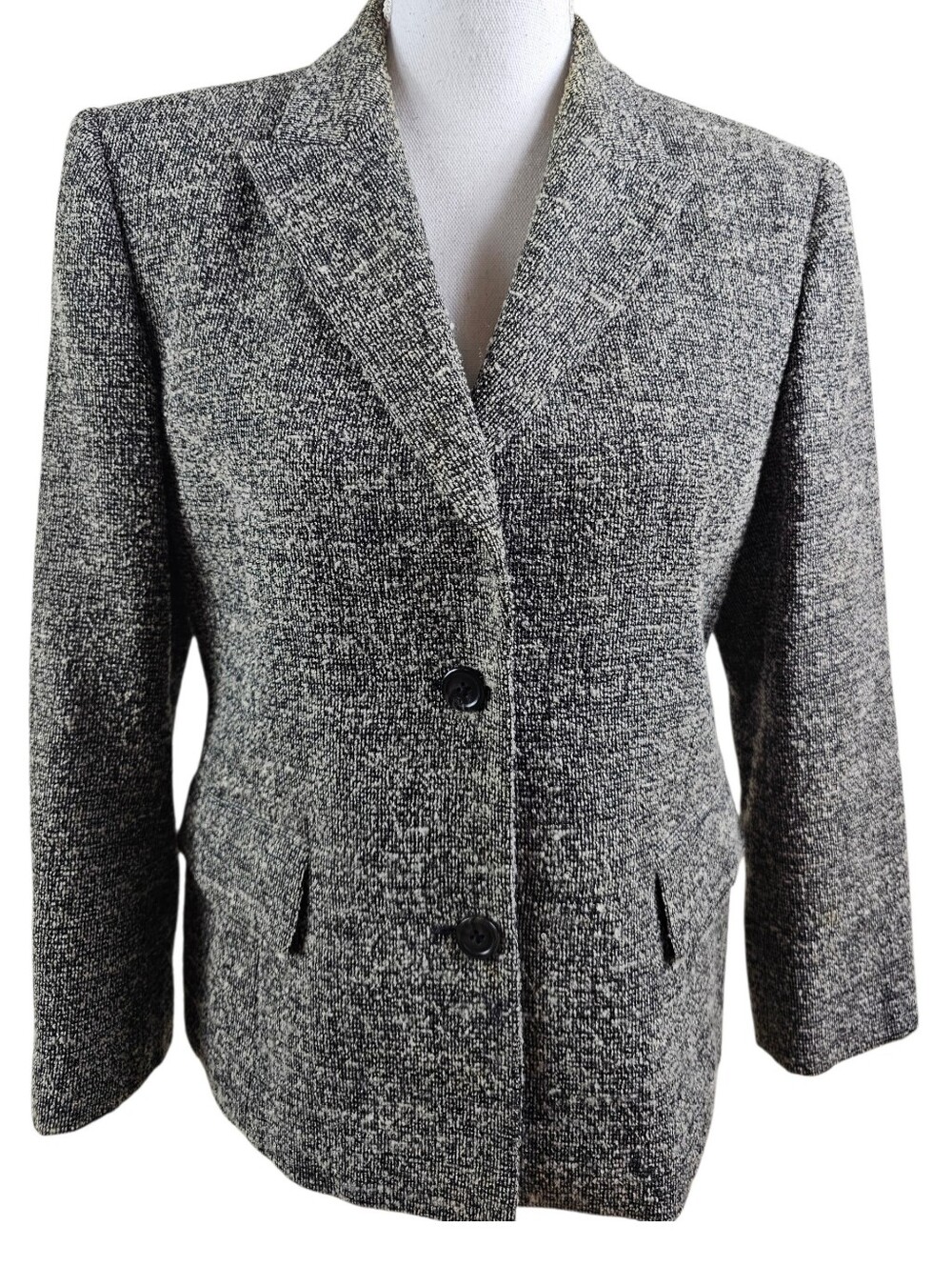 Talbots Petites Wool Textured Gray Suit Blazer Jacket In 8P